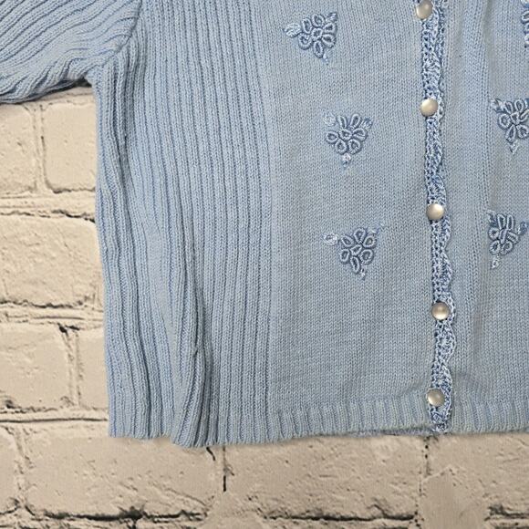 Vintage RK Originals Ramie Cotton Blue Short Sleeve Small Button Cardigan Size 6 - Picture 6 of 10